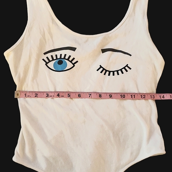 Fashion Nova Large Eyes Wide Shut White Bodysuit - Picture 4 of 8